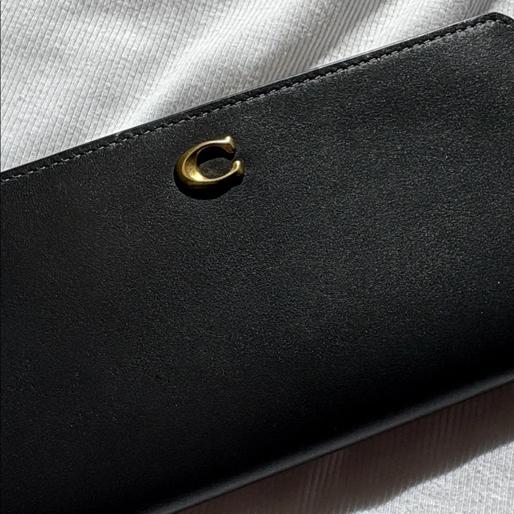 NWT Black Coach Wallet Essential Slim Billfold NEW Zipper for coins cards - Picture 6 of 9